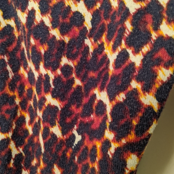 Merona Animal Print Cardigan Navy/Orange Size L - Picture 3 of 5